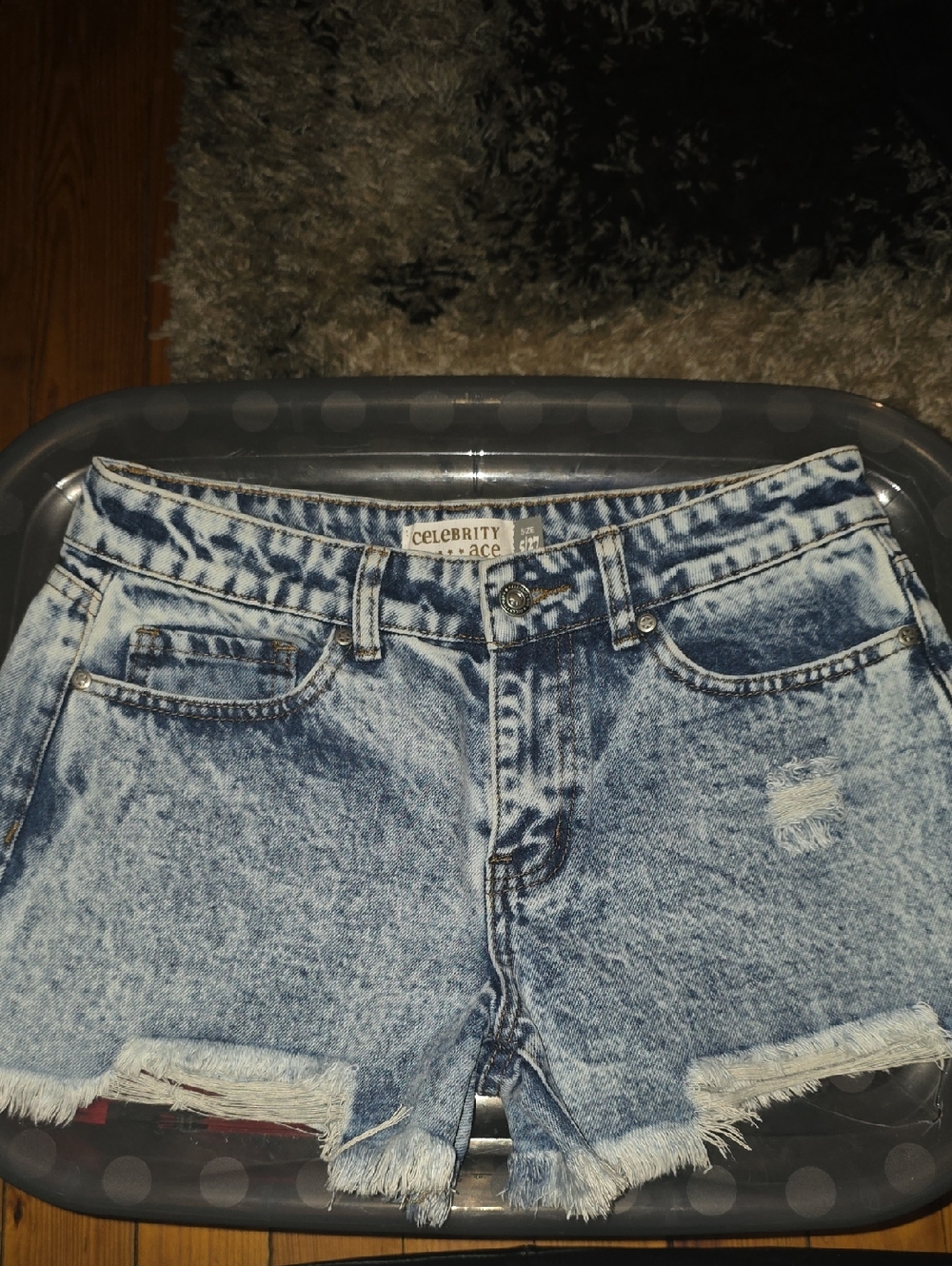 Celebrity Pink Acid Wash Denim Jean Shorts - Light Blue